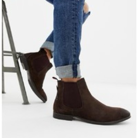 Ben Sherman Monroe Chelsea Boots in Brown Suede